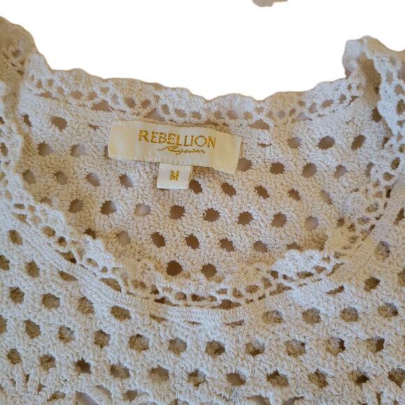 Rebellion Crochet Cotton Top Coastal Boho Romantic Festival Cottagecore Med - Picture 13 of 16